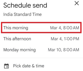  Scheduled time